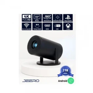 JEERO HY300PRO 4K ANDROID12 PORTABLE PROJEKTÖR (950-4K-ANDROID)SİYAH