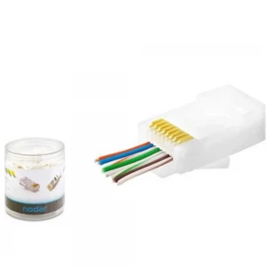 NODAR ND2406 CAT6 EZ RJ45 Konnektör 100 Adet Plastik Kutu - Beyaz