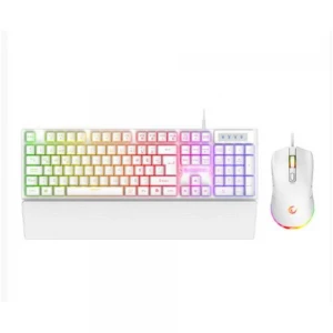 Rampage KM-RX7 FORTUNA V2 Gökkuşağı Aydınlatmalı USB Beyaz  Combo Q Gaming Klavye + 12800 dpi Mouse