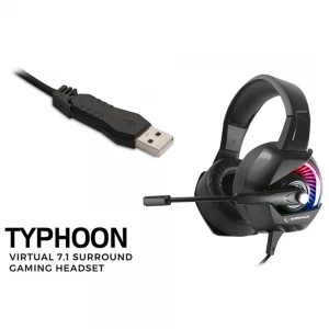 Rampage RM-K66 TYPHOON Siyah USB 7,1 Version RGB Ledli Gaming Oyuncu Mikrofonlu Kulaklık