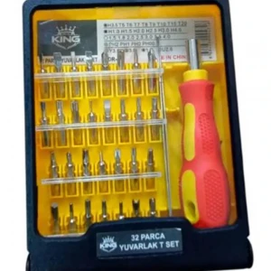 Real Kıng Yuvarlak Tornavida Set Kare 32 Parça Tdr-472