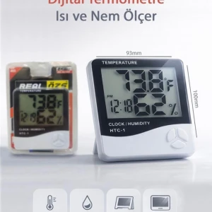 Real Özs HTC-1 Dijital Saat -Alarm - Termometre- Isı Ve Nem Ölçer