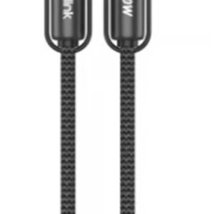 S-link Armor Boyun Askılı AC-01 60W 1.2m Type-C to Type-C  Örgülü Metal Başlıklı Siyah Şarj Kablosu