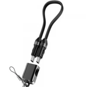 S-link Armor CC-020 60W 20 cm Type-C to Type-C  Örgülü Metal Başlıklı Siyah Şarj Kablosu
