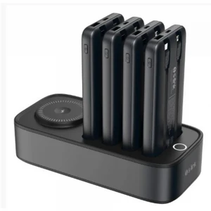 S-link IP-DS40 4 Adet 10000mAH Powerbank li  15W Kablosuz Şarj Siyah Taşınabilir Şarj İstasyonu