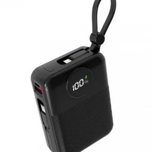 S-link MP120 20000mAh PD22.5W Type-C+Lightning Kablolu Siyah  Pil Şarj Cihazı Powerbank
