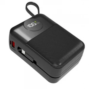 S-link MP130 30000mAh PD22.5W Type-C+Lightning Kablolu Siyah Pil Şarj Cihazı Powerbank