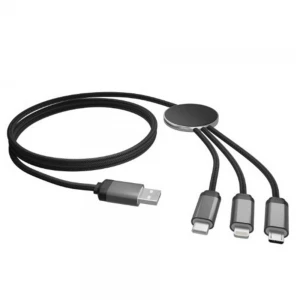 S-link SL-CP110 1m 2A MicroUSB+Lightning+TypeC 3 in 1 LED Logolu Şarj Kablosu