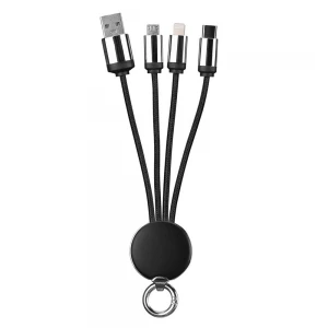 S-link SL-CP110 20cm 2A MicroUSB+Lightning+TypeC 3 in 1 LED Logolu Şarj Kablosu