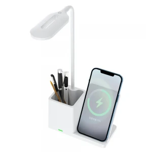 S-link SL-M9054 Siyah TypeC 10W Kablosuz Şarj Cihazı Kalemlikli Masa Lambası