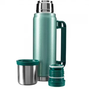S-link SL-TM13 Yeşil Kumlama Boya 750ML Iç 304  Plastik Kulp Ve Portatif Paslanmaz Çelik Termos Kupa