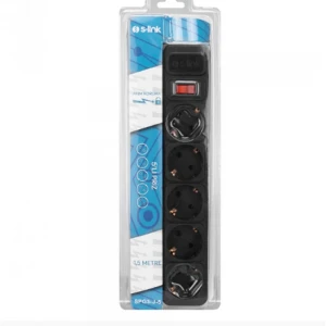 S-LINK SPG3-J-5 5li Siyah 1.5mt 306Joule Akım Koruyuculu Priz