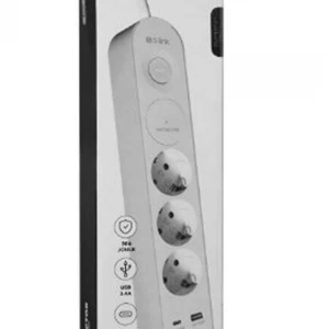 S-link SPG3-PD20  PD20W H05VV-F 3G1.0mm, 1.5m 3 lü 306 J Akım Korumalı Beyaz + Gri Priz
