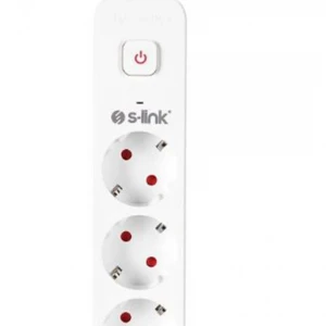 S-link SPG301S 1.5m 3x1.5mm 100 yüzde  Bakır 750 Joule 3 lü Anahtarlı Akım Korumalı Priz