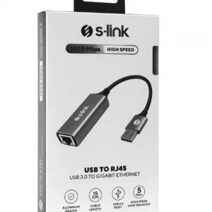 S-link SW-U334 Gri Metal USB 3.0 to RJ45 10-100-1000Mbps Gigabit Adaptör