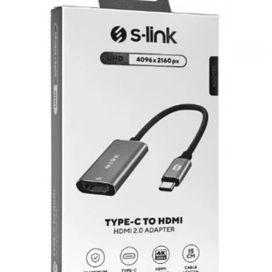 S-link SWV-USBC028 4K@30Hz Gri Metal Type-C to HDMI Adaptör