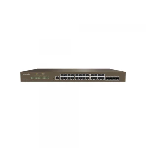 Tenda TEG5328F 24 Port 10-100-1000 Switch 4 Port SFP Yönetilebilir L2 Çelik Kasa Rack Mount