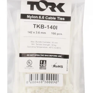 Tork TKB-140I 3.6-142 Beyaz Kablo Bağı 100lü Paket