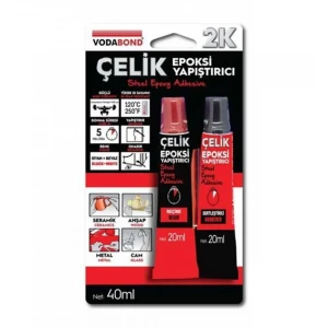 Vodaband 20ML+20ML Çelik Epoksi Yapıştırıcı Siyah+Beyaz(Reçine+Sertleştirici) 0363