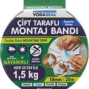 Vodaseal Çift Taraflı Köpük Montoj Bantı 19MMX25mt (Metal-Cam-Plastik-Ahşsap)