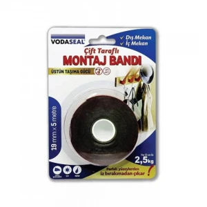 Vodaseal Çift Taraflı Montaj Bandı 19MMX5mt Gri VHB Bandı Üstün Taşıma Gücü