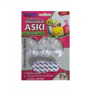 Vodaseal Hs-01 Şeffaf 3lü İz Bırakmayan Askı